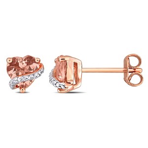 EVERLY JEWELRY | Rose Plated Sterling Silver0.018 CT Diamond TW & 1 1/3 CT TGW Morganite Fashion Post Earrings - 1 of 4