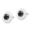 Chisel Stainless Steel Polished White Ceramic with Black Cubic Zirconia Stud Earrings - 4 of 4