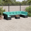 vidaXL 11 Piece Patio Sofa Set with Cushions Black Poly Rattan - Black and Blue - 2 of 4