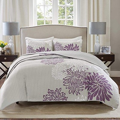 3Pcs Enya Comforter Set-Modern Floral Design All Season Down Alternative Bedding, Matching Shams