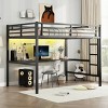TopComfy Beds Metal Full Size Loft Bed Space Saving Noise Reduced Structure Heavy Duty Bedroom Furniture for Bedroom, Black, 56.7"*68.9"*88.41" - 2 of 4