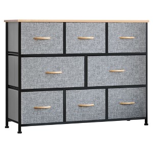 Yukimo 39.25" Light Gray 8-Drawer Fabric Dresser, Storage Chest with Steel Frame and Wooden Top for Bedroom and Hallway - 1 of 4