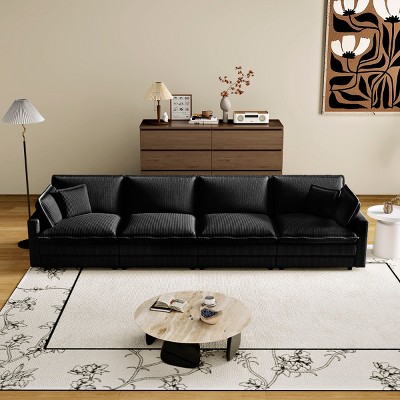 TiramisuBest Modular Sectional Sofa,Deep Seat Couch for Living Room , 4 Pillow, Modern L-Shaped Sofa for Living Room Bedroom Apartment,BLACK