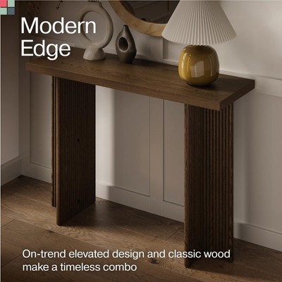 Walnut Fluted Console Table with Solid Wood Legs