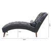 60.24" PU Upholstered Chaise Lounge with Rolling Pillow and Birch Gourd Legs - 2 of 4