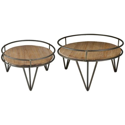 Raz Imports Set of 2 Brown and Black Iron Plant Stands 12.5"