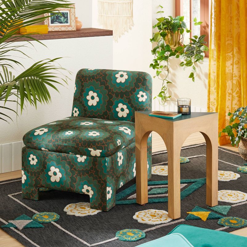 Chiesa Fully Upholstered Accent Chair Teal Floral - Opalhouse&#8482; designed with Jungalow&#8482;, 3 of 9
