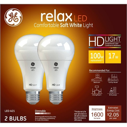 Deuk opladen Trekken Ge 2pk 100w Equivalent Relax Led Hd Light Bulbs Soft White : Target