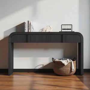 Mshliw 55'' Console Table with 2 Drawers and Fluted Front, Sofa Table, Entryway Table with Rounded Corners and Adjustable Feet for Living Room - 1 of 4