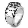 Slickblue Polished Men’s Ring, Stainless Steel Cross Design with Jet Crystal, Bold Statement Jewelry, Sizes 9-12 - 4 of 4
