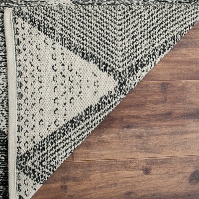 Montauk Black and Beige Handwoven Cotton Wool Area Rug