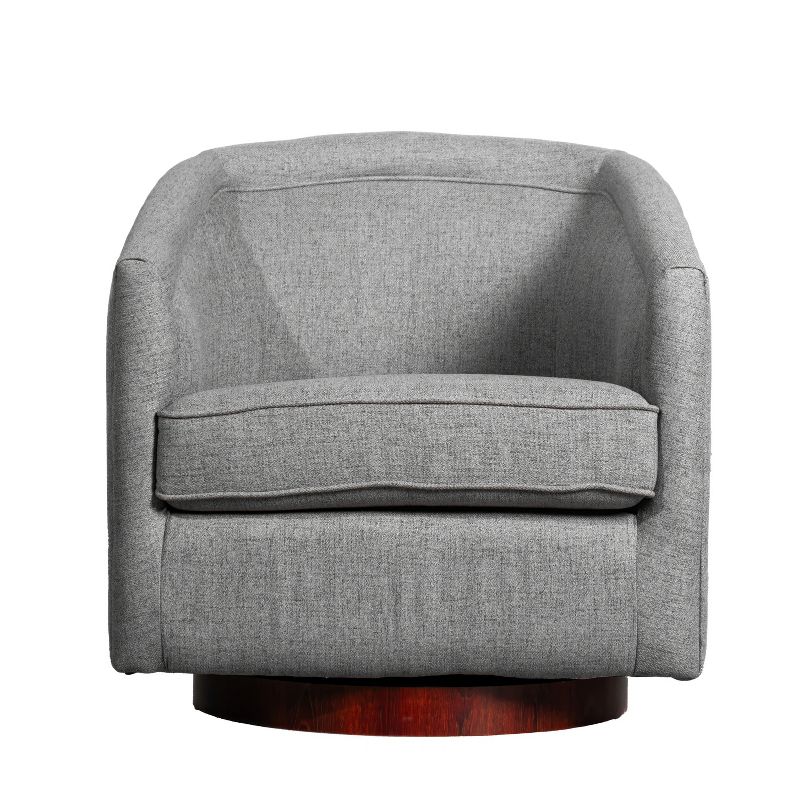 Flash Furniture Dean Club Style Commercial Barrel Accent Armchair with 360 Degree Swivel Metal Base and Sloped Armrests, 5 of 15