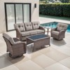 Belord 5 Pieces Patio Furniture Set with 5" Thick Cushions, Wicker Patio Set with Swivel Gliding Rocker Chairs, Sofa, Coffee Table and Accent Table - 3 of 4