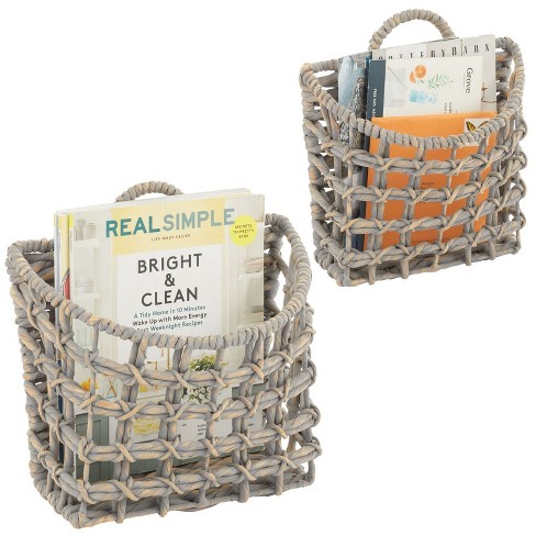 Juvale 2 Pack Small Rectangular Wicker Baskets For Shelves, 6 Inch Wide  Hand Woven Water Hyacinth Baskets : Target