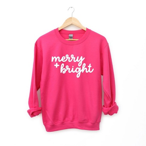 Simply Sage Market Women s Graphic Sweatshirt Merry and Bright Bold Cursive 2XL Raspberry