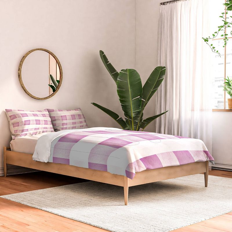 Farmhouse Shabby Gingham Checkered Plaid Monika Strigel Comforter Set Purple/White - Deny Designs, 3 of 5