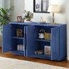4-Door Vintage Fluted Sideboard,Large Storage Cabinet with Adjustable Shelves,Geometric Pattern Console Table, Solid Wood, Entryway Table for Kitchen - 2 of 4
