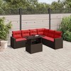 vidaXL 7 Piece Patio Sofa Set with Cushions Brown Poly Rattan - 2 of 4