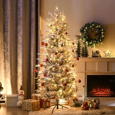 NicBex 7.5ft Prelit Snow Flocked Artificial Christmas Tree with 850 Branch Tips, 350 LED Lights and Metal Stand for Indoor