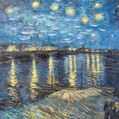 Vincent Van Gogh Starry Night Over The Rhone Ornate Framed Canvas Print