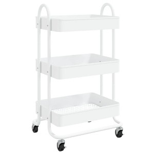 vidaXL 3-Tier Trolley White 16.9"x13.4"x31.1" Steel - 1 of 1