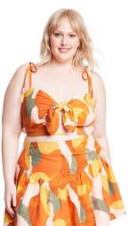 Women's Mixed Paint Print Knotted Crop Tank Top - Fe Noel x Target Orange/Brown/Peach