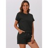 cheibear Women's Short Sleeve Tops and Shorts with Pockets Lounge Pajama Sets - image 2 of 4