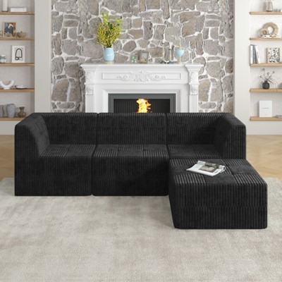 Single seat sofa Compressed Sectional Sofa Modern Minimalist Style Corduroy Couch, Sleeper Sofa for Living Room, Bedroom