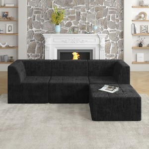 Single seat sofa Compressed Sectional Sofa Modern Minimalist Style Corduroy Couch, Sleeper Sofa for Living Room, Bedroom - 1 of 4