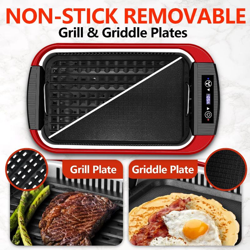 Cusimax Electric Portable Indoor Smokeless Grill, Double Plates, 2 of 5