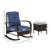 3 Piece Wicker Patio Furniture Set, Outdoor PE Rattan Rocking Chairs with Coffee Table, Cushions for Porch - 3 of 4