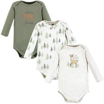 Hudson Baby Infant Boy Cotton Long-Sleeve Bodysuits, Forest Deer 3-Pack