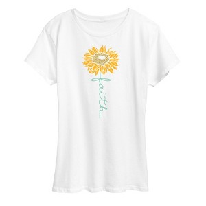 Women's - Instant Message - Faith Sunflower Stem Short Sleeve Graphic T-Shirt - 1 of 4