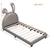 ALEXOUN Upholstered Leather Platform Bed with Rabbit Ornament and Headboard Wood & Slats,Designed for Kids Toddlers Boys Girls - 3 of 4