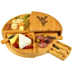 NCAA West Viginia Mountaineers Swiveling, Large Multi Level Bamboo Cheese, Charcuterie Board Set - 1 of 4
