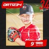 Ortiz34 9" Graffiti Youth T-Ball Glove, Right Hand Throw, Easy Close, No Break-In, Lightweight, Black/Red - 2 of 4