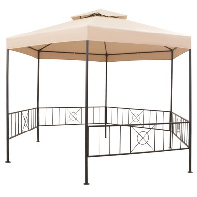 Beige Polyester Garden Gazebo with Powder-Coated Steel Frame