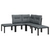 vidaXL Patio Lounge Set Outdoor Patio Furniture Black and Gray Poly Rattan - 3 of 4