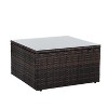 Osparple Outdoor Furniture Set Corner Seat Loveseat Wicker Woven Sofa with Cushion, Tempered Glass Coffee Table for Patio, Terrace, Brown+Gray - 3 of 4