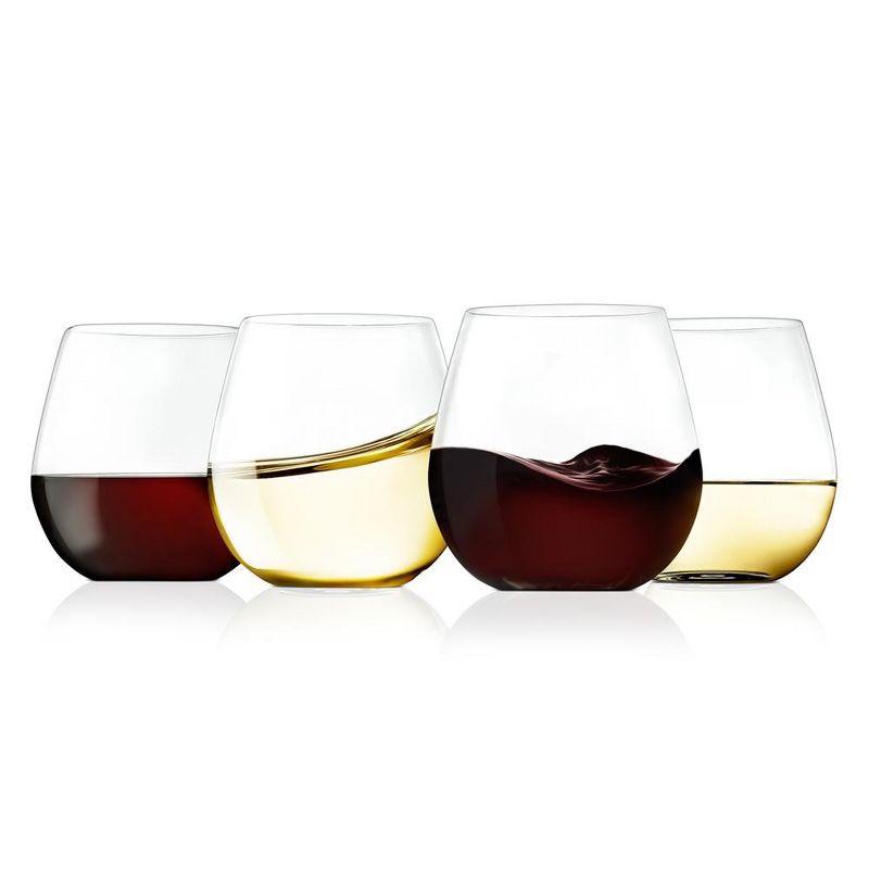 NutriChef 4 Pcs. of Crystal-Clear Stemless Wine Glass - Ultra Clear and Thin, Elegant Clear Wine Glasses, Hand Blown, 2 of 8