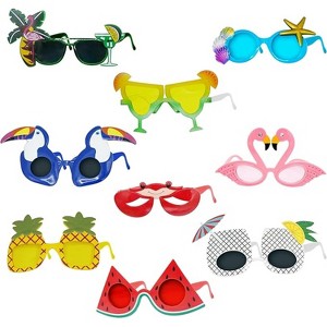 4E's Novelty Luau Party Goggles 9 Pairs Hawaiian Party Sunglass Photo Booth Props - 1 of 4