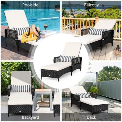 Costway PE Rattan Chaise Lounge Chair - Thumbnail 3