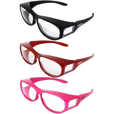 3 Pairs of Global Vision Eyewear Escort Safety Motorcycle Glasses with Clear, Clear, Clear Lenses