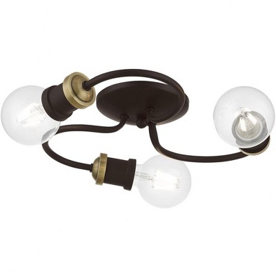 Bromley Bronze and Antique Brass 3-Light Flush Mount Ceiling Fixture
