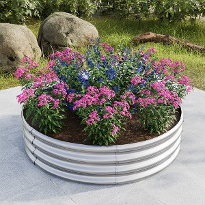 Lyngins Raised Garden Beds Outdoor, Round Galvanized Metal Planter Box & Fire Ring, Open Bottom, Outdoor Planter for Vegetables/Bonfiresv - 1 of 4