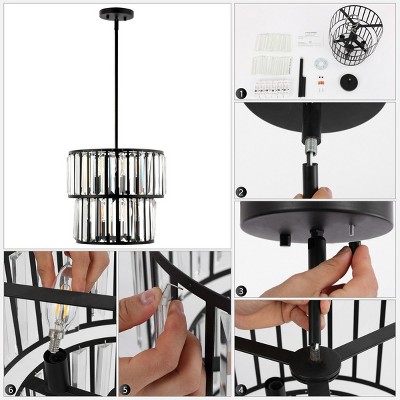 Shimmering Decadence 53'' Tiered Black Crystal Plug-in Chandelier