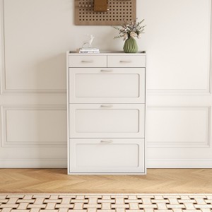 TIRAMISUBEST 31.49 inches of white solid wood shoe cabinet - White Mobile File Cabinet - 1 of 4