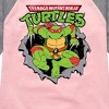 Girls' - Teenage Mutant Ninja Turtles - Raphael Breaking Through Shirt Shirt Tail Raglan Graphic T-shirt - 2 of 4