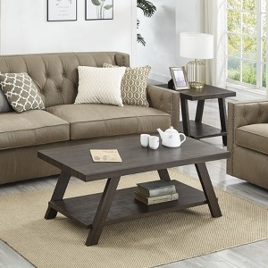 NicBex Contemporary 2-Tier Trapezoid Coffee Table with Storage Shelf,Wooden Center Table for Living Room,Living Room Furniture - 1 of 4