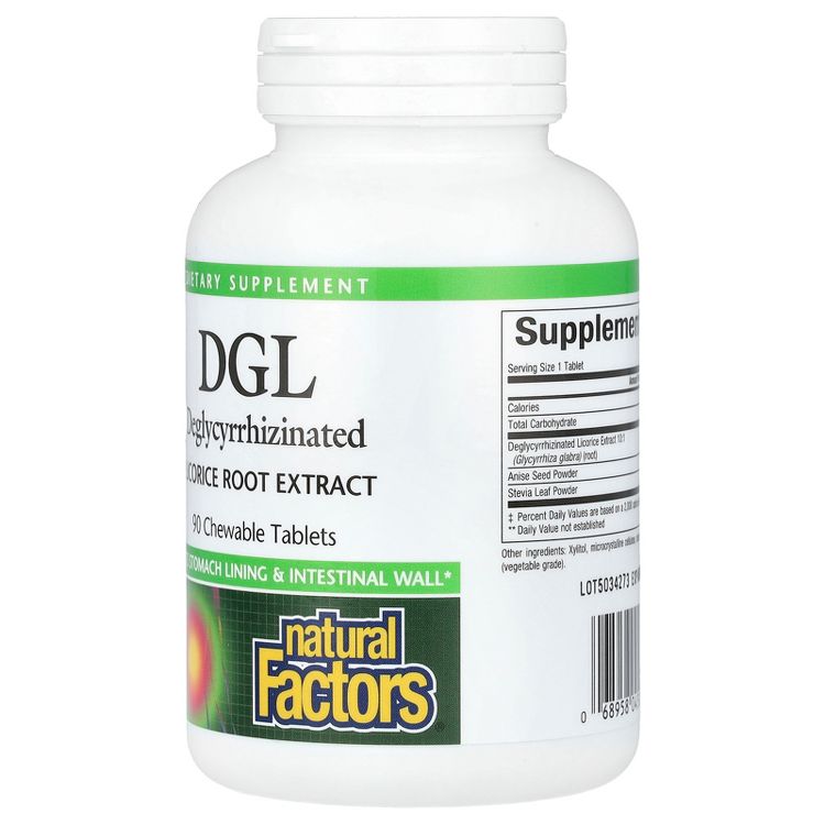 Natural Factors DGL, Deglycyrrhizinated Licorice Root Extract, 90 Chewable Tablets, 3 of 3